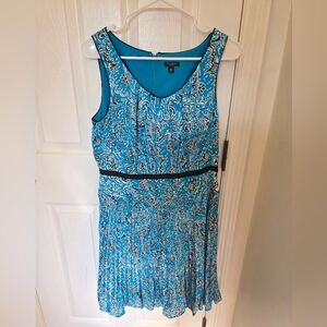 Ann Taylor Blue and Black Paisley Midi Dress